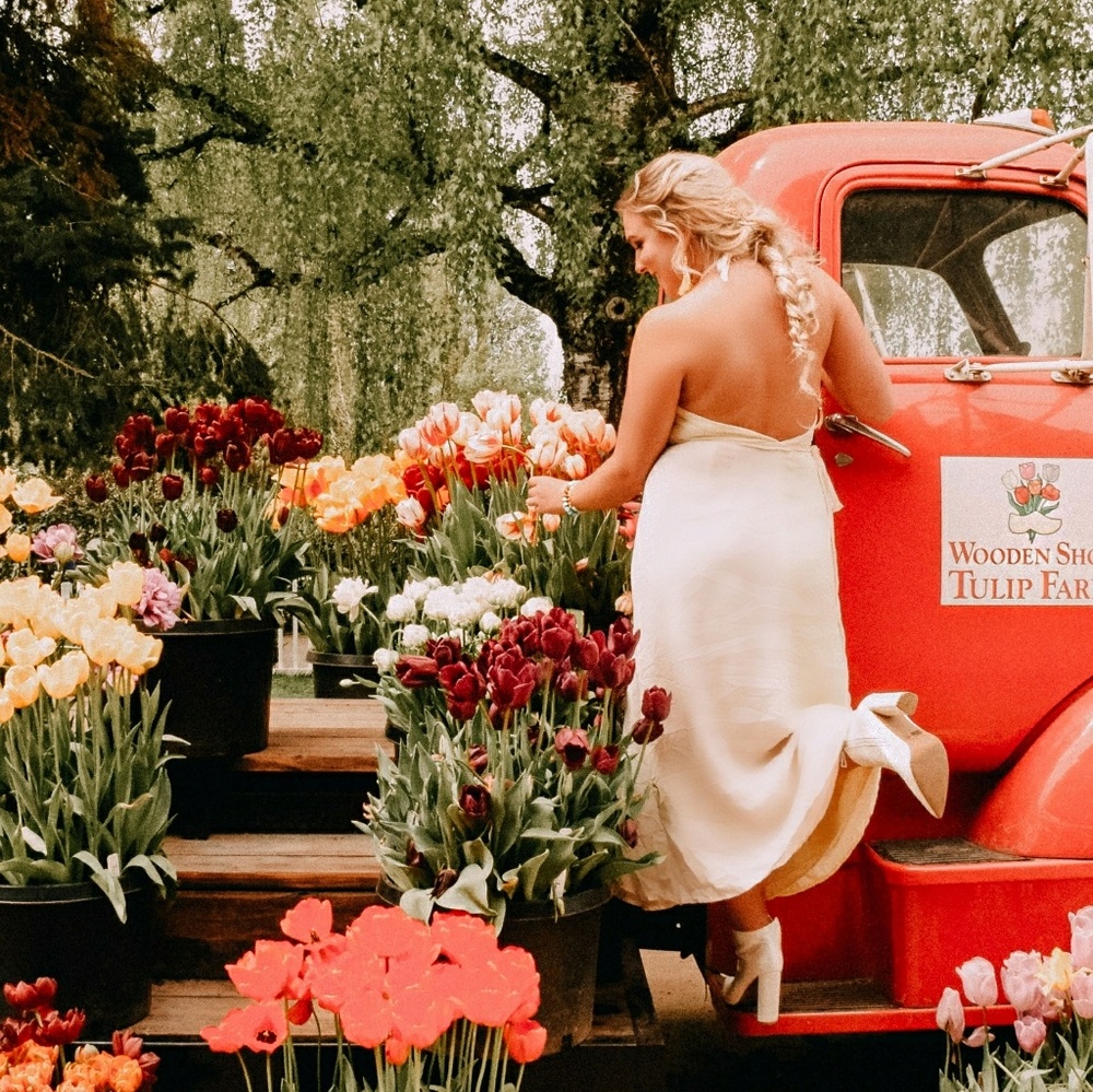 Yellow and white dress